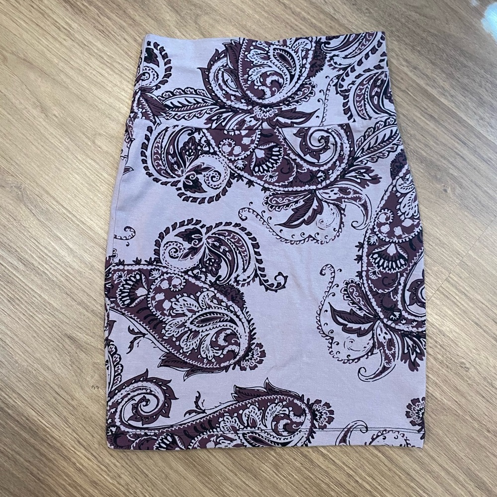 Purple Patterned Pencil Skirt